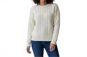 NEW ON 34TH women's elegant cable knit sweater in cream